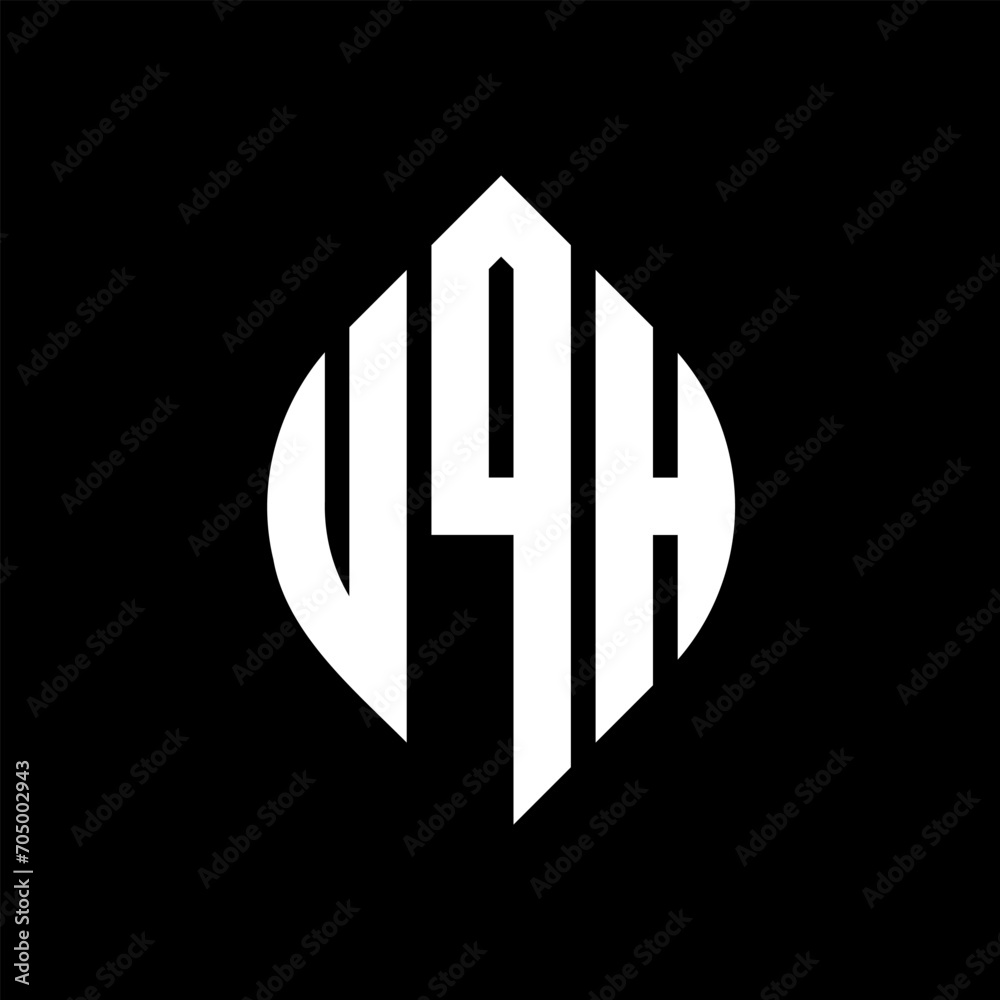 UQH circle letter logo design with circle and ellipse shape. UQH ellipse letters with typographic style. The three initials form a circle logo. UQH circle emblem abstract monogram letter mark vector. UQH circle letter logo design with circle and ellipse shape. UQH ellipse letters with typographic style. The three initials form a circle logo. UQH circle emblem abstract monogram letter mark vector.