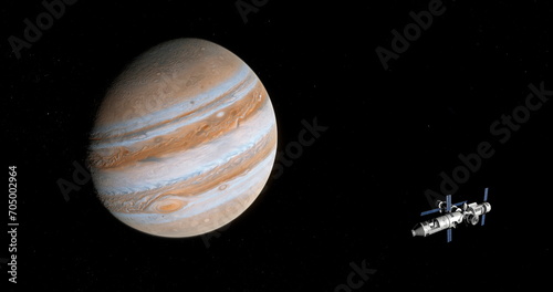 Fototapeta Naklejka Na Ścianę i Meble -  Space station in orbit of Jupiter.