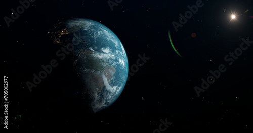 Fototapeta Naklejka Na Ścianę i Meble -  Earth in the outer space. Orbit of planet.