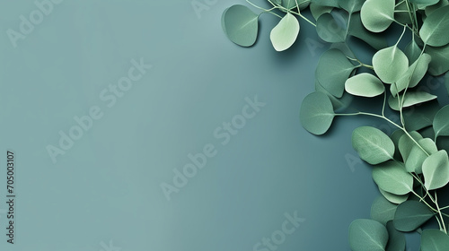 frame made of eucalyptus leaves on green background photo