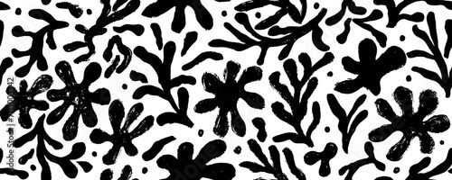 Branches with leaves seamless pattern.