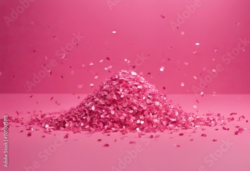 A bodrer made with falling confetti on pink background stock photoBackgrounds Pink Color Christmas Confetti photo