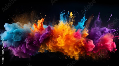 Colorful Powder Explosion on Black Background AI Generated