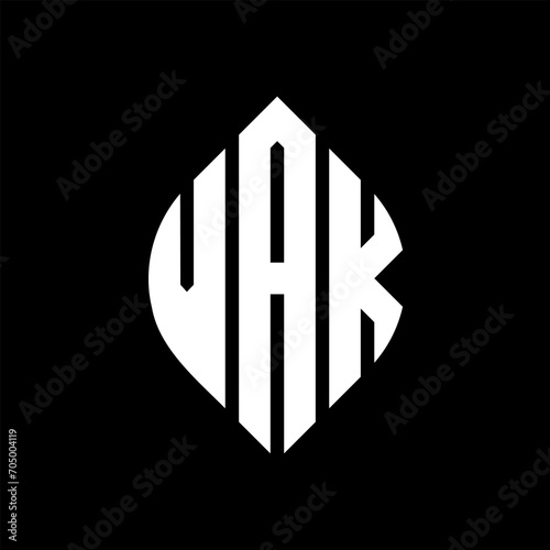 VAK circle letter logo design with circle and ellipse shape. VAK ellipse letters with typographic style. The three initials form a circle logo. VAK circle emblem abstract monogram letter mark vector.