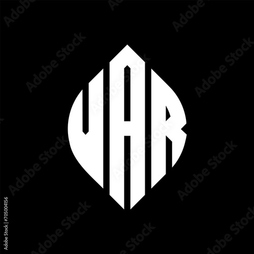 VAR circle letter logo design with circle and ellipse shape. VAR ellipse letters with typographic style. The three initials form a circle logo. VAR circle emblem abstract monogram letter mark vector. photo