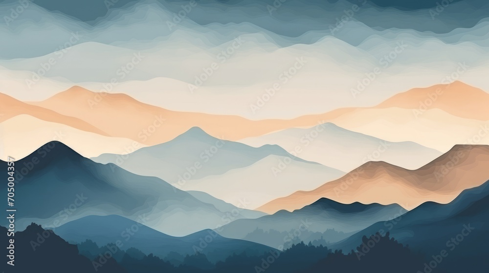 Abstract Mountain Line Arts Illustration for Contemporary Aesthetic Backgrounds and Landscapes AI Generated