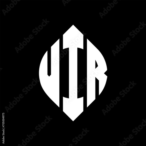 VIR circle letter logo design with circle and ellipse shape. VIR ellipse letters with typographic style. The three initials form a circle logo. VIR circle emblem abstract monogram letter mark vector.