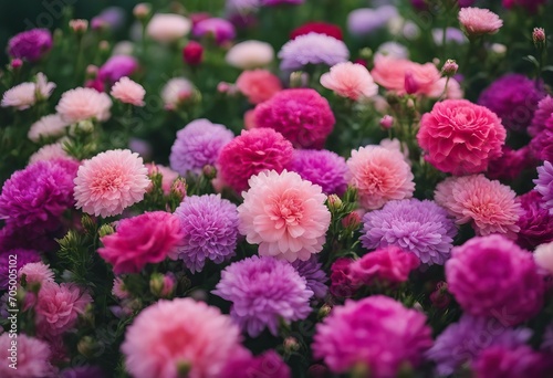 Beautiful colorful flowers background Aster carnation and rose flowers Top view stock photoFlower Springtime Backgrounds Multi Colored