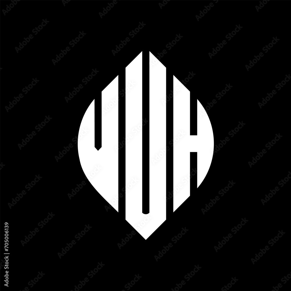 VUH circle letter logo design with circle and ellipse shape. VUH ellipse letters with typographic style. The three initials form a circle logo. VUH circle emblem abstract monogram letter mark vector. VUH circle letter logo design with circle and ellipse shape. VUH ellipse letters with typographic style. The three initials form a circle logo. VUH circle emblem abstract monogram letter mark vector.