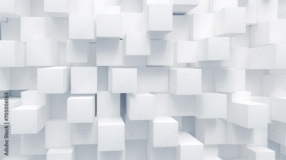 Abstract White Cube Boxes on Block Background AI Generated