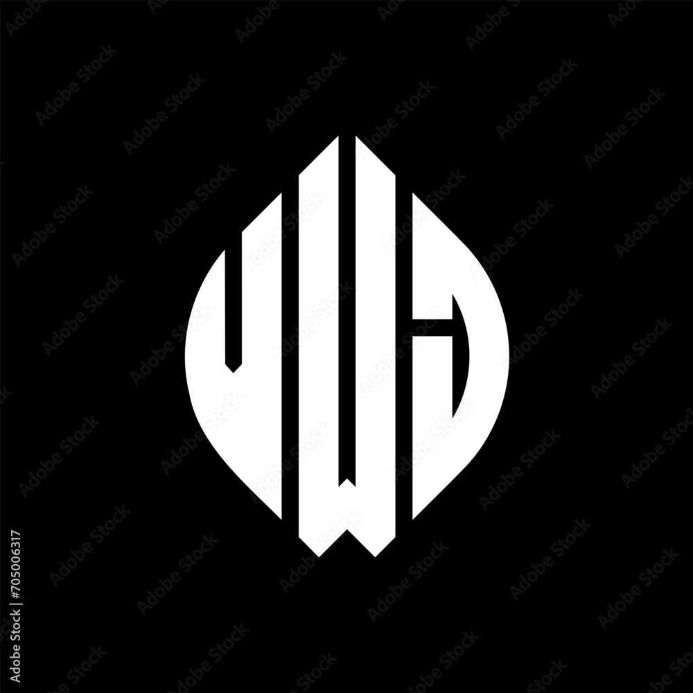 VWJ circle letter logo design with circle and ellipse shape. VWJ ellipse letters with typographic style. The three initials form a circle logo. VWJ circle emblem abstract monogram letter mark vector. VWJ circle letter logo design with circle and ellipse shape. VWJ ellipse letters with typographic style. The three initials form a circle logo. VWJ circle emblem abstract monogram letter mark vector.