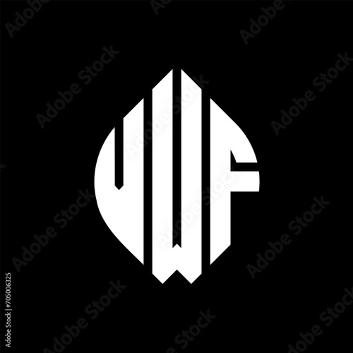 VWF circle letter logo design with circle and ellipse shape. VWF ellipse letters with typographic style. The three initials form a circle logo. VWF circle emblem abstract monogram letter mark vector. photo