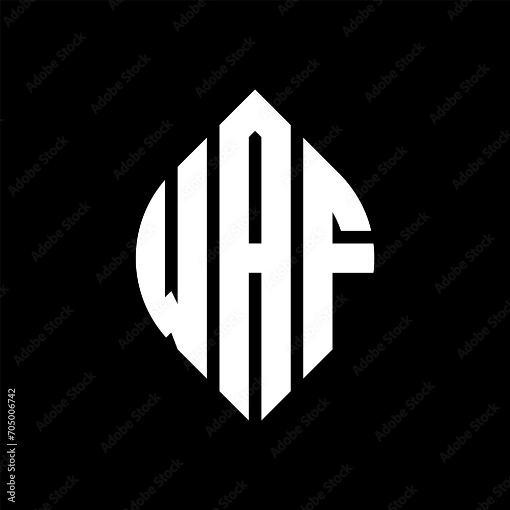 WAF circle letter logo design with circle and ellipse shape. WAF ellipse letters with typographic style. The three initials form a circle logo. WAF circle emblem abstract monogram letter mark vector. WAF circle letter logo design with circle and ellipse shape. WAF ellipse letters with typographic style. The three initials form a circle logo. WAF circle emblem abstract monogram letter mark vector.