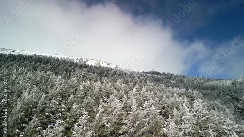 Flying over the mountains of Navacerrada in Spain