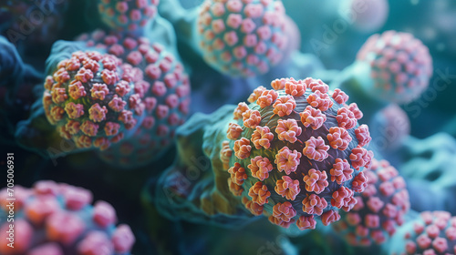 Microscopic Close-Up of Human Papillomavirus Particles photo