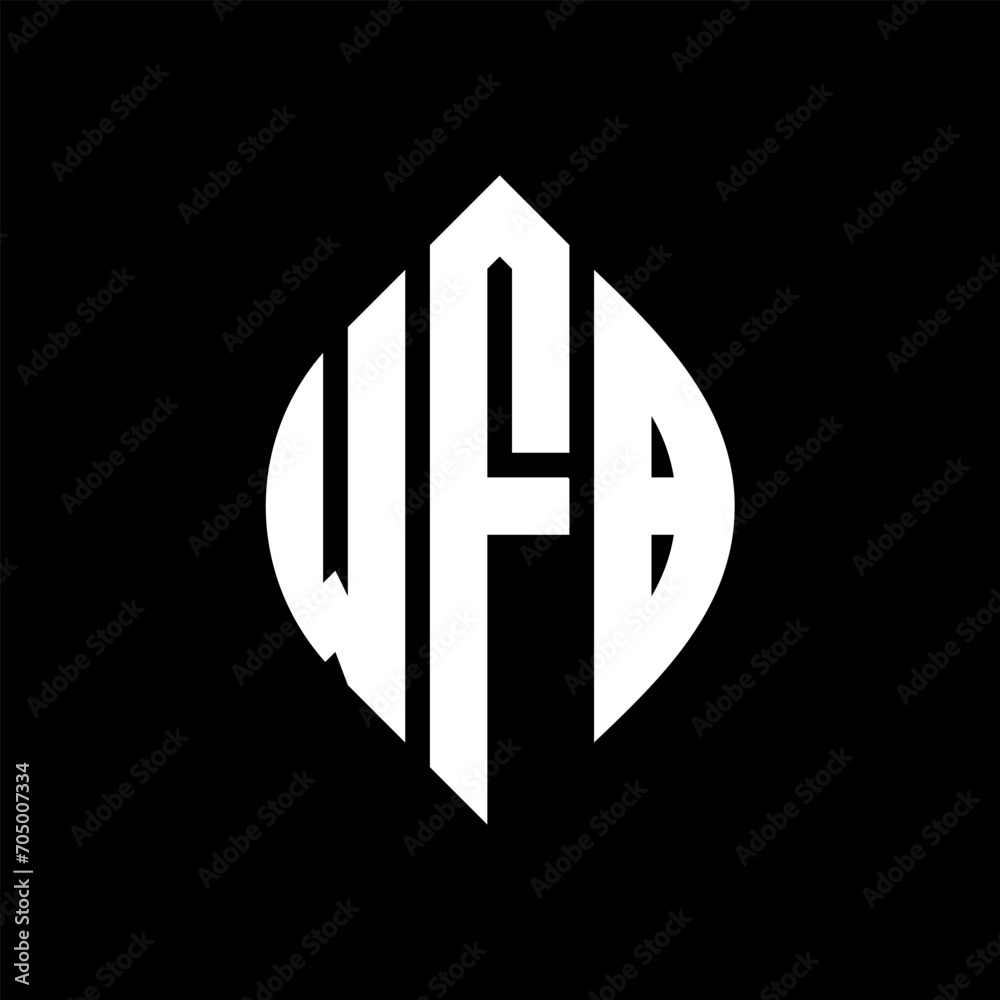 WFB circle letter logo design with circle and ellipse shape. WFB ellipse letters with typographic style. The three initials form a circle logo. WFB circle emblem abstract monogram letter mark vector. WFB circle letter logo design with circle and ellipse shape. WFB ellipse letters with typographic style. The three initials form a circle logo. WFB circle emblem abstract monogram letter mark vector.