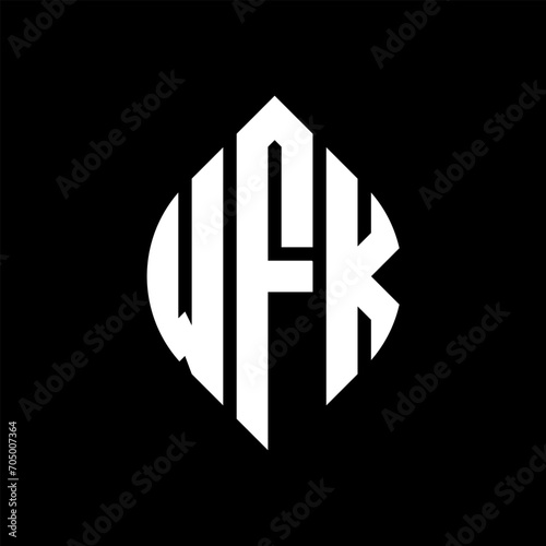 WFK circle letter logo design with circle and ellipse shape. WFK ellipse letters with typographic style. The three initials form a circle logo. WFK circle emblem abstract monogram letter mark vector. photo