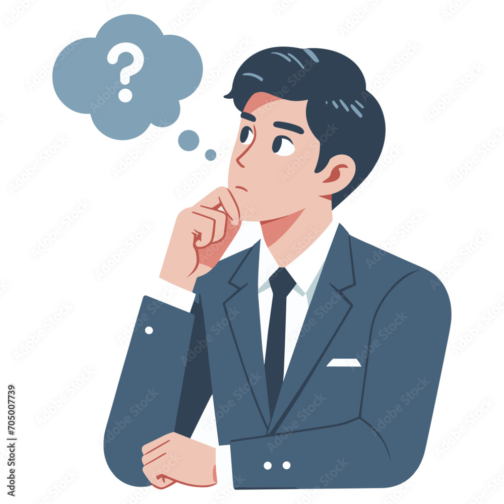 Business man thinking vector art illustration, thinking man vector Business man thinking vector art illustration, thinking man vector
