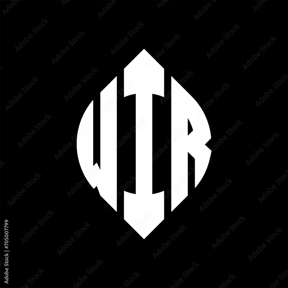 WIR circle letter logo design with circle and ellipse shape. WIR ellipse letters with typographic style. The three initials form a circle logo. WIR circle emblem abstract monogram letter mark vector.