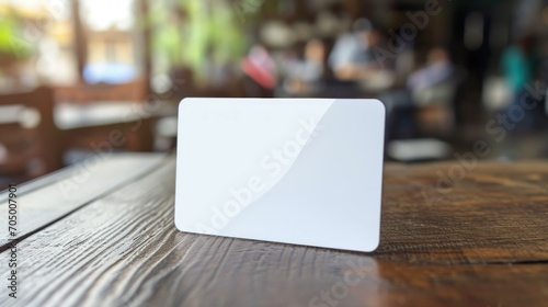 White blank business card mockup, template. Blank white business card on office background