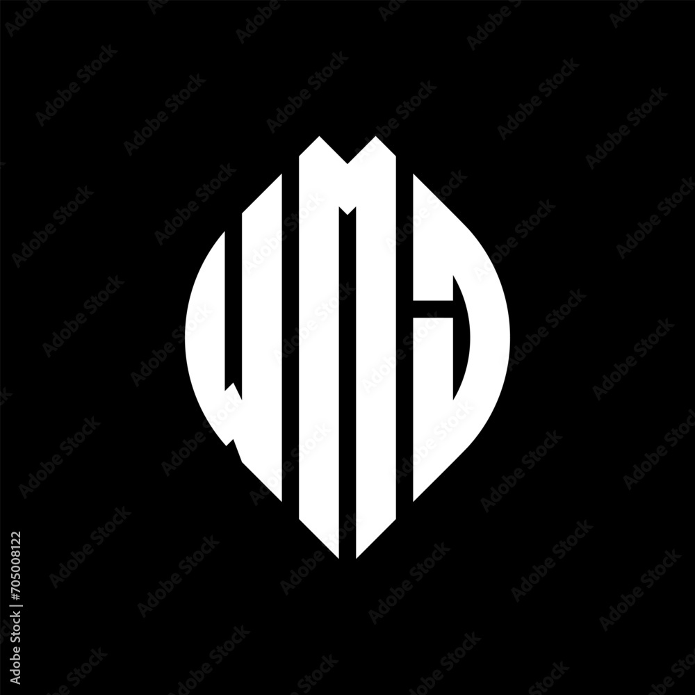 WMJ circle letter logo design with circle and ellipse shape. WMJ ellipse letters with typographic style. The three initials form a circle logo. WMJ circle emblem abstract monogram letter mark vector. WMJ circle letter logo design with circle and ellipse shape. WMJ ellipse letters with typographic style. The three initials form a circle logo. WMJ circle emblem abstract monogram letter mark vector.