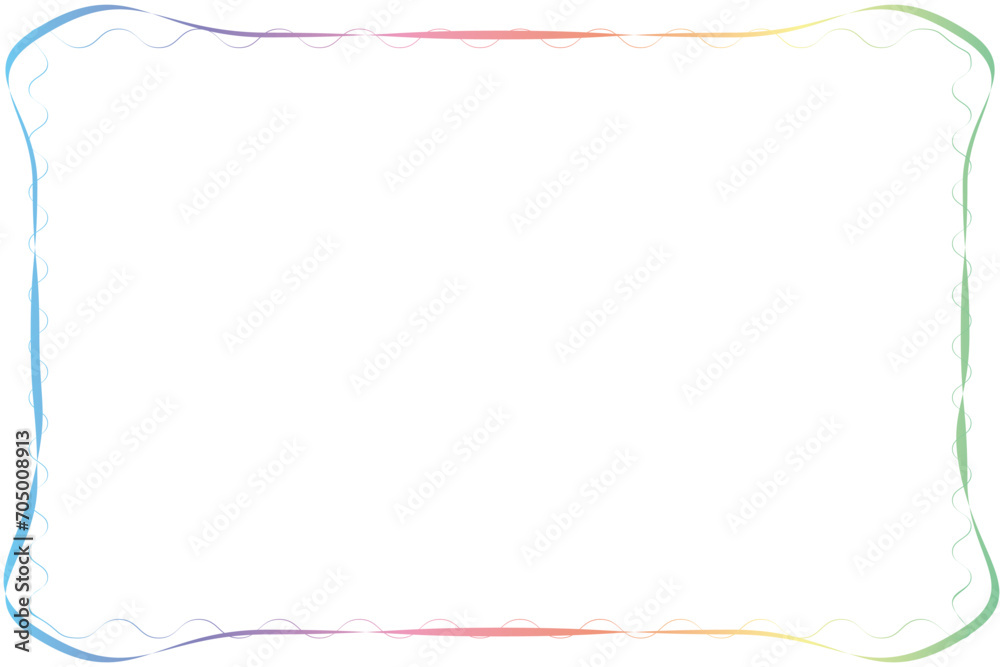 Obraz premium Simple of frame. Design vector rectangle with zigzag lines spectrum on white background. Design print for illustration, greeting cards, wedding invitations, menu, certificates, background. Set 17