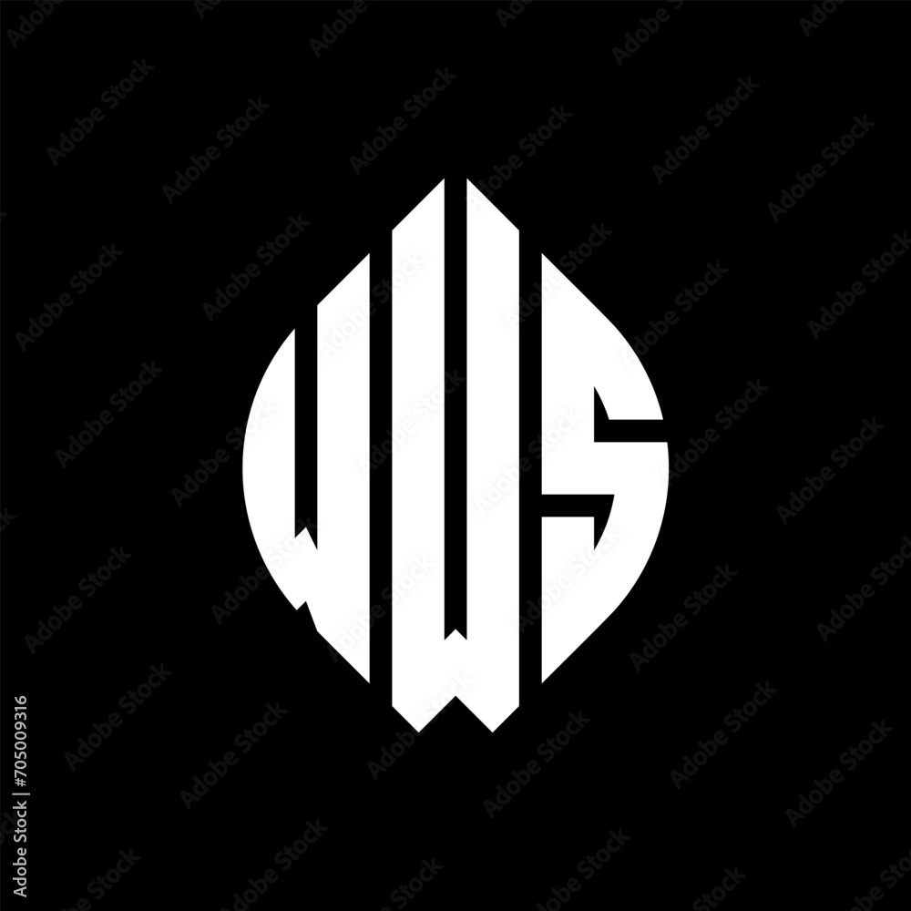 WWS circle letter logo design with circle and ellipse shape. WWS ellipse letters with typographic style. The three initials form a circle logo. WWS circle emblem abstract monogram letter mark vector.