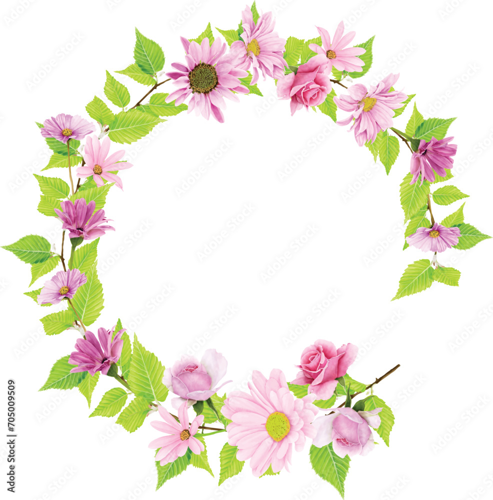 floral wreath hand drawn style design