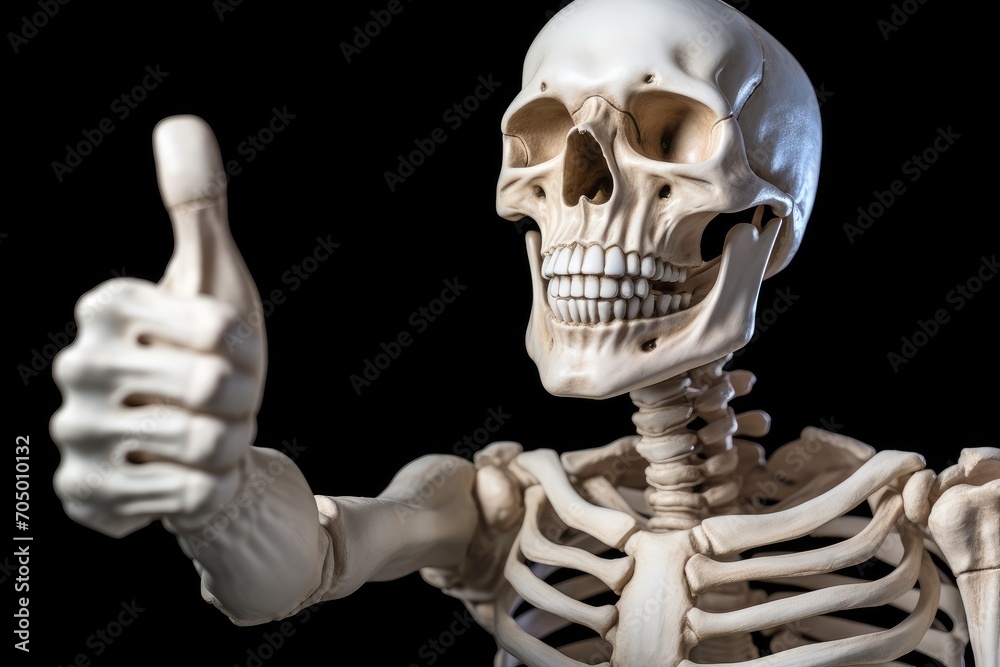Skeleton Thumbs Up: A Humorous Bone-Chilling Approval Sign Made with Generative AI Skeleton Thumbs Up: A Humorous Bone-Chilling Approval Sign Made with Generative AI
