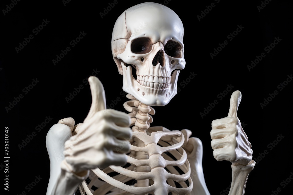 Skeleton Thumbs Up: A Humorous Bone-Chilling Approval Sign Made with Generative AI Skeleton Thumbs Up: A Humorous Bone-Chilling Approval Sign Made with Generative AI