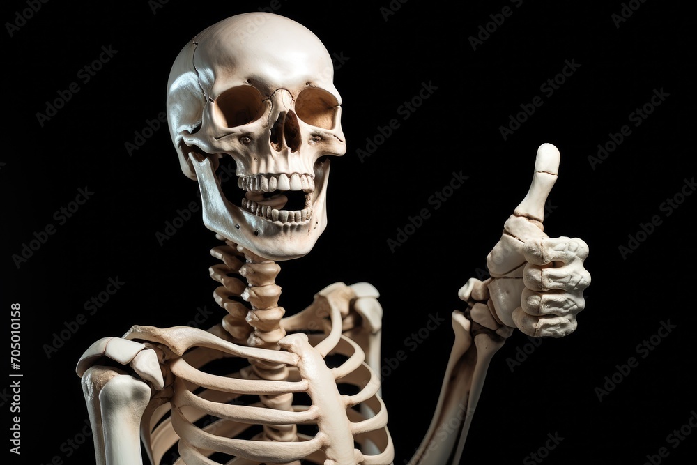Skeleton Thumbs Up: A Humorous Bone-Chilling Approval Sign Made with Generative AI Skeleton Thumbs Up: A Humorous Bone-Chilling Approval Sign Made with Generative AI