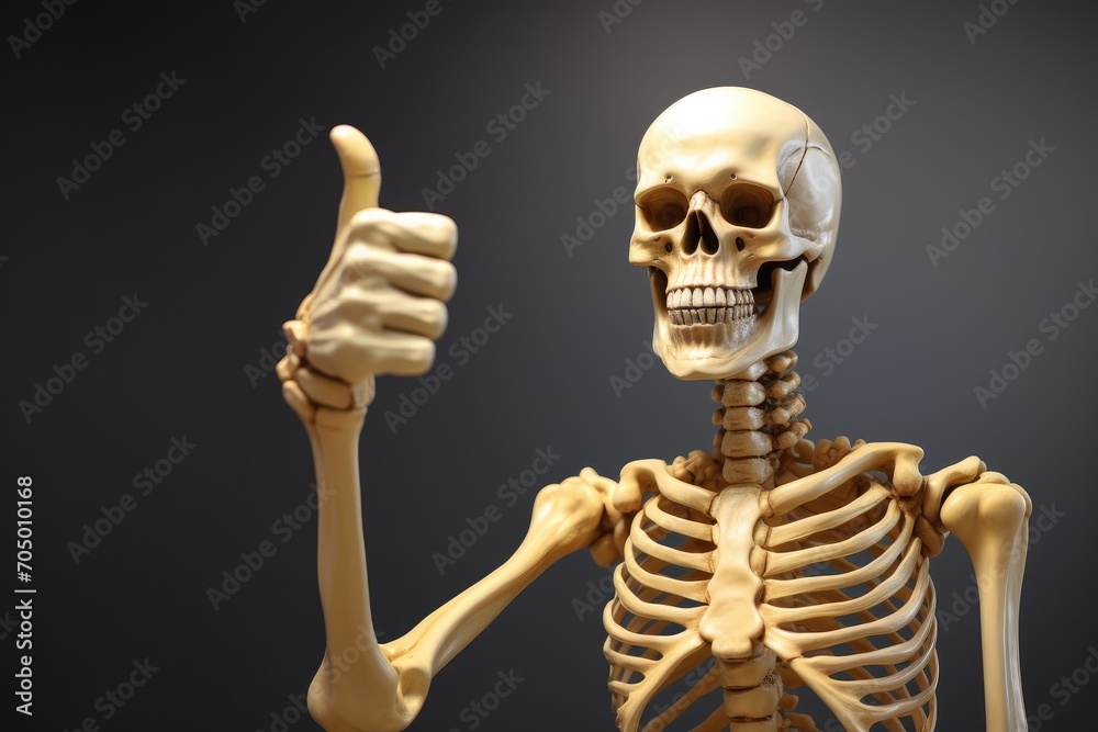 Skeleton Thumbs Up: A Humorous Bone-Chilling Approval Sign Made with Generative AI Skeleton Thumbs Up: A Humorous Bone-Chilling Approval Sign Made with Generative AI