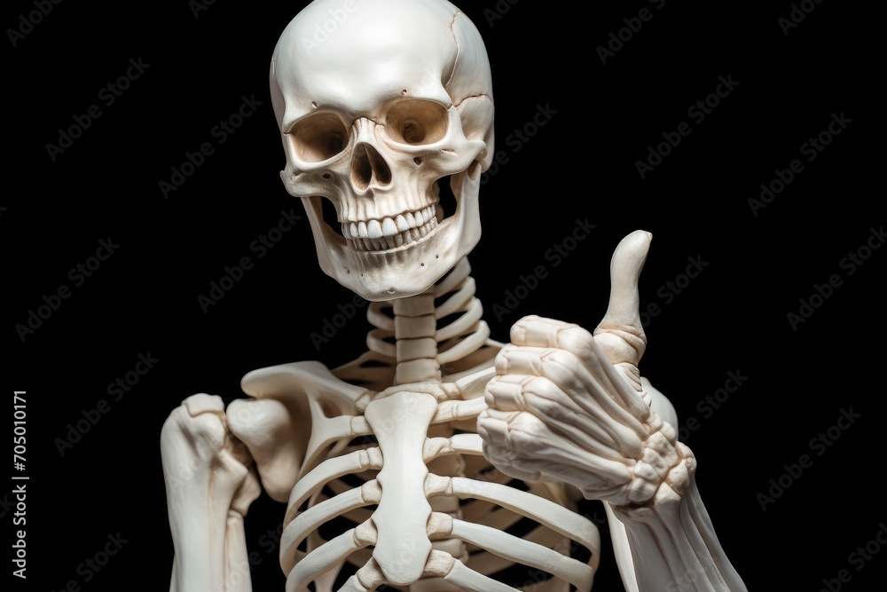 Skeleton Thumbs Up: A Humorous Bone-Chilling Approval Sign Made with Generative AI Skeleton Thumbs Up: A Humorous Bone-Chilling Approval Sign Made with Generative AI
