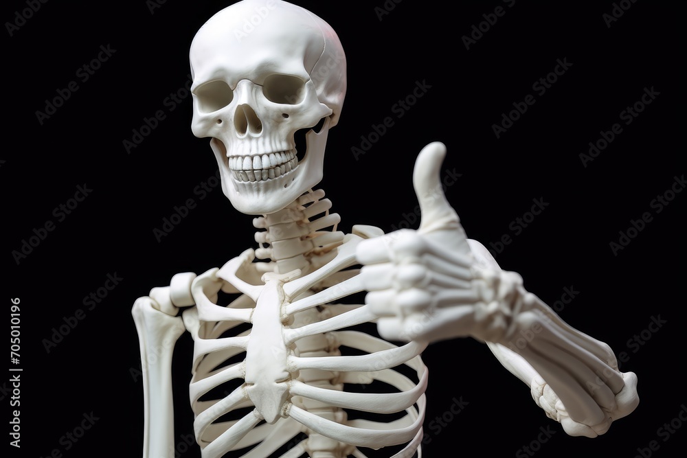 Skeleton Thumbs Up: A Humorous Bone-Chilling Approval Sign Made with Generative AI Skeleton Thumbs Up: A Humorous Bone-Chilling Approval Sign Made with Generative AI