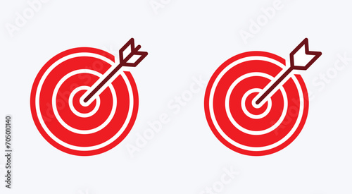 target icon. Target with arrow thin line icon. Vector illustration