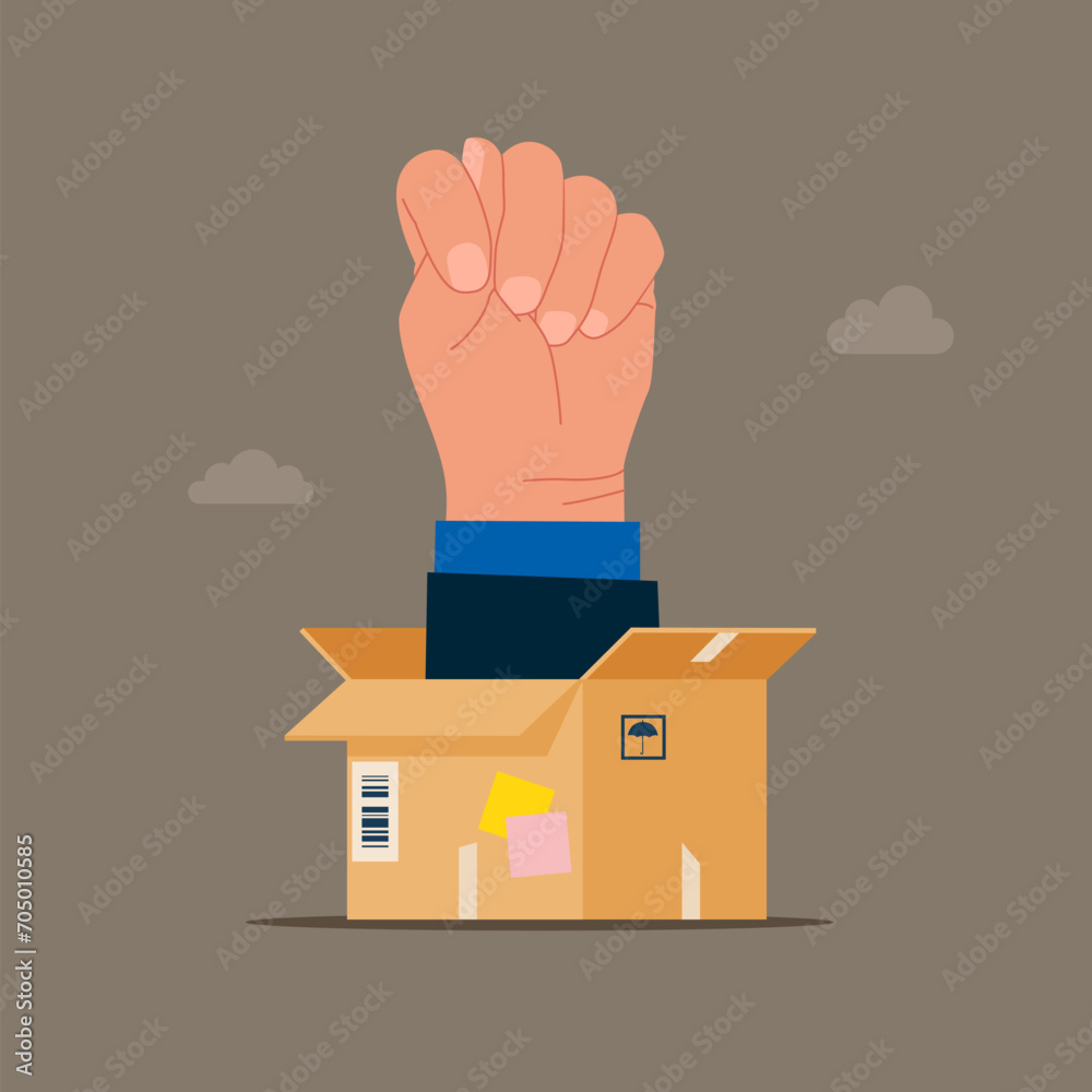 Show a fig gesture from the box. Flat vector illustration Show a fig gesture from the box. Flat vector illustration