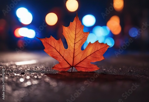 Autumn leaf on the road surface with blue and red police lights in the background stock photoCrime Police Force Backgrounds Police Vehicle Lighting