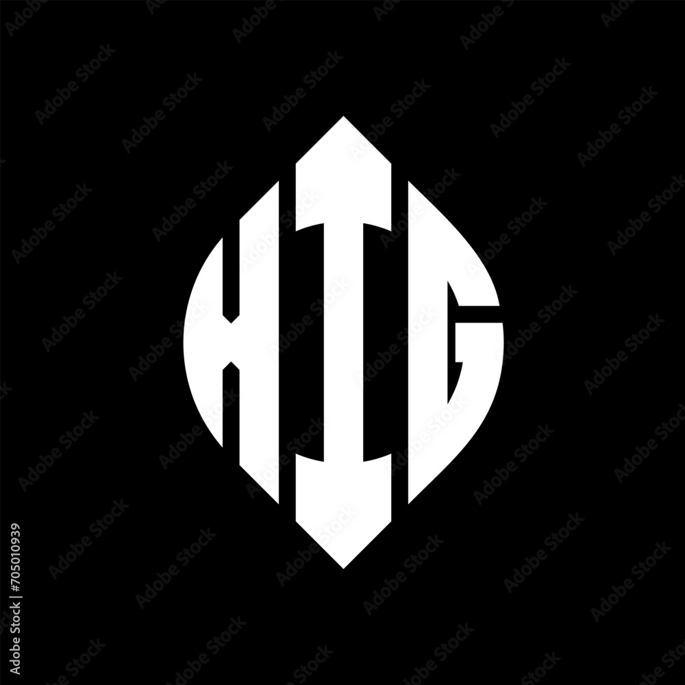XIG circle letter logo design with circle and ellipse shape. XIG ellipse letters with typographic style. The three initials form a circle logo. XIG circle emblem abstract monogram letter mark vector.