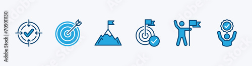 Business success target and goal icon set. Success thin line icons. Successful business development icon symbol. Vector illustration 