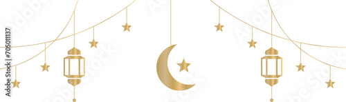 ramadan kareem, eid mubarak greeting line icon and simple vector design with islamic lantern 
