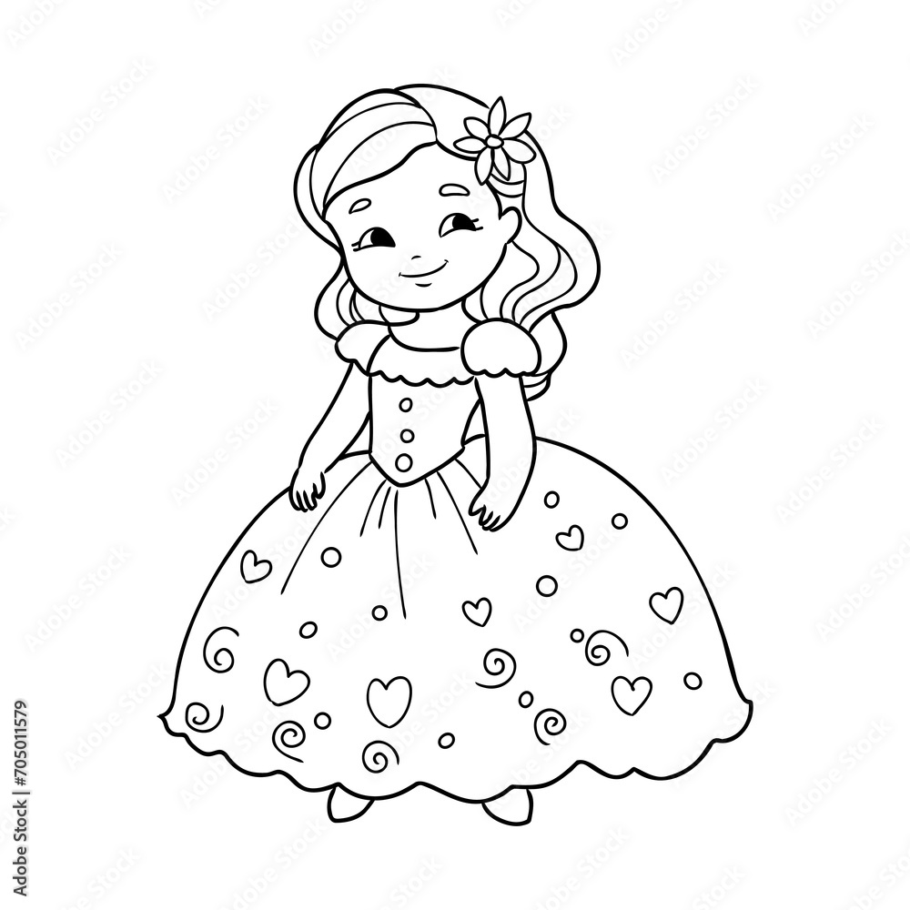 Fototapeta premium Little Princess Coloring page for kids