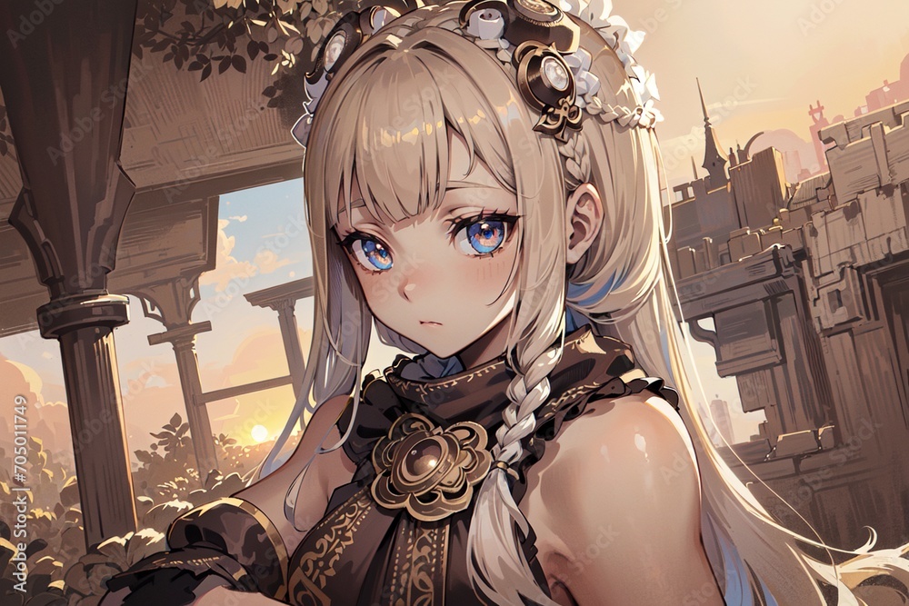 Illustration of a cute anime girl Illustration of a cute anime girl
