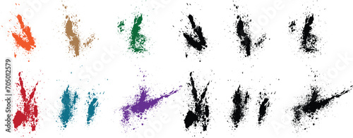 Vector paint set of different seamless wheat, orange, red, black, green, purple color blood vector grunge brush stroke