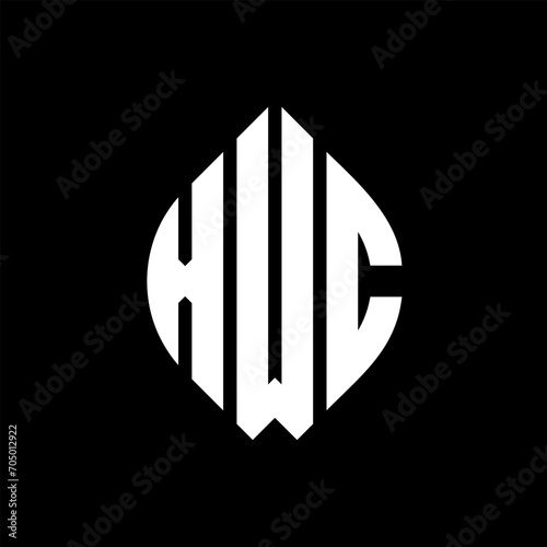 XWC circle letter logo design with circle and ellipse shape. XWC ellipse letters with typographic style. The three initials form a circle logo. XWC circle emblem abstract monogram letter mark vector. photo