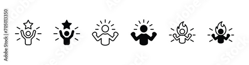 Confidence icon. Motivation icon. Self-confident and successful person. Spirit and passionate person. Vector illustration