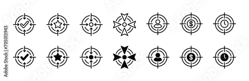 Success aiming icon. Successful business, people, finance, time, and goal target icon symbol. Vector illustration