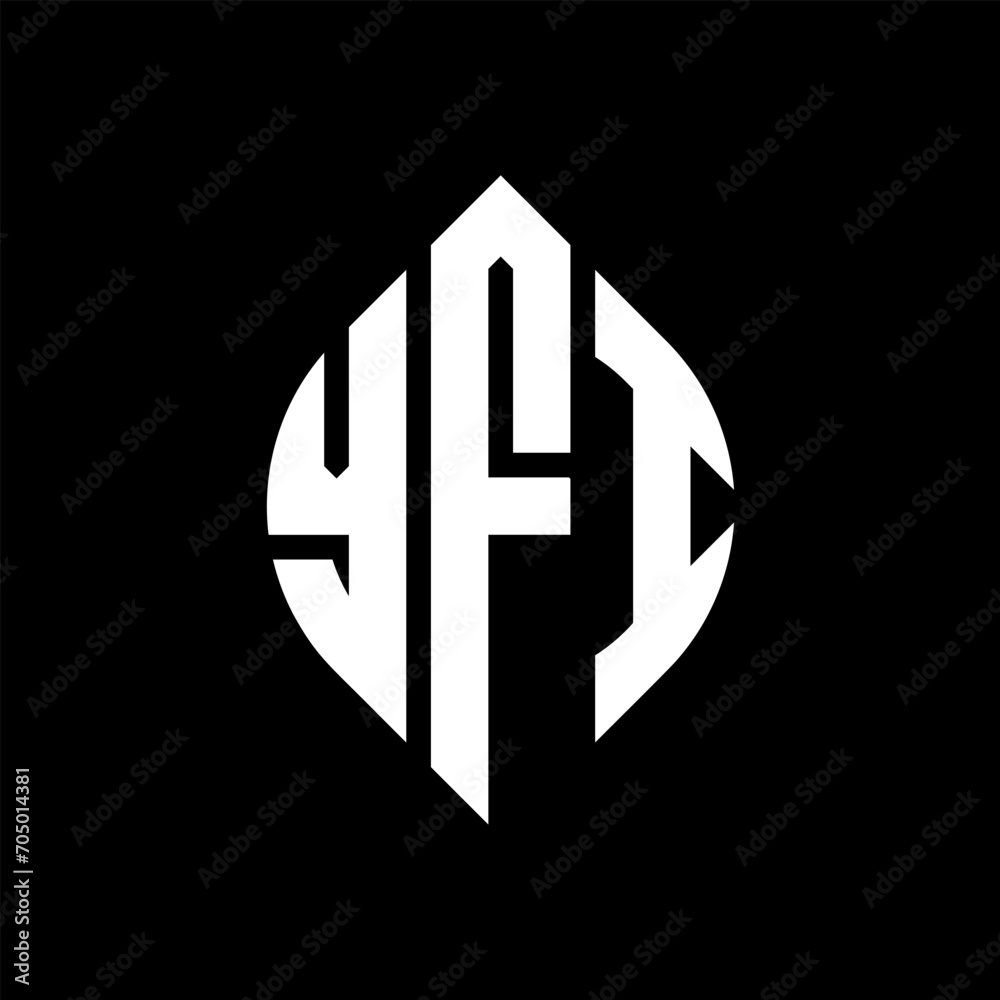 YFI circle letter logo design with circle and ellipse shape. YFI ellipse letters with typographic style. The three initials form a circle logo. YFI circle emblem abstract monogram letter mark vector. YFI circle letter logo design with circle and ellipse shape. YFI ellipse letters with typographic style. The three initials form a circle logo. YFI circle emblem abstract monogram letter mark vector.