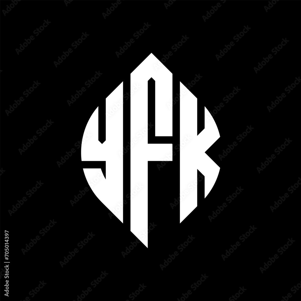 YFK circle letter logo design with circle and ellipse shape. YFK ellipse letters with typographic style. The three initials form a circle logo. YFK circle emblem abstract monogram letter mark vector. YFK circle letter logo design with circle and ellipse shape. YFK ellipse letters with typographic style. The three initials form a circle logo. YFK circle emblem abstract monogram letter mark vector.