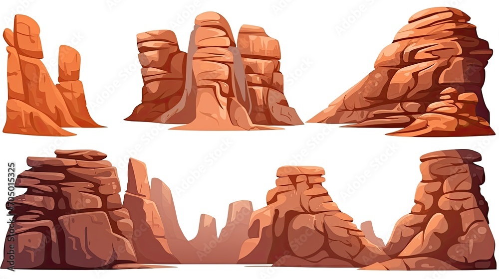 stone canyons. cartoon illustration - obrazy, fototapety, plakaty 