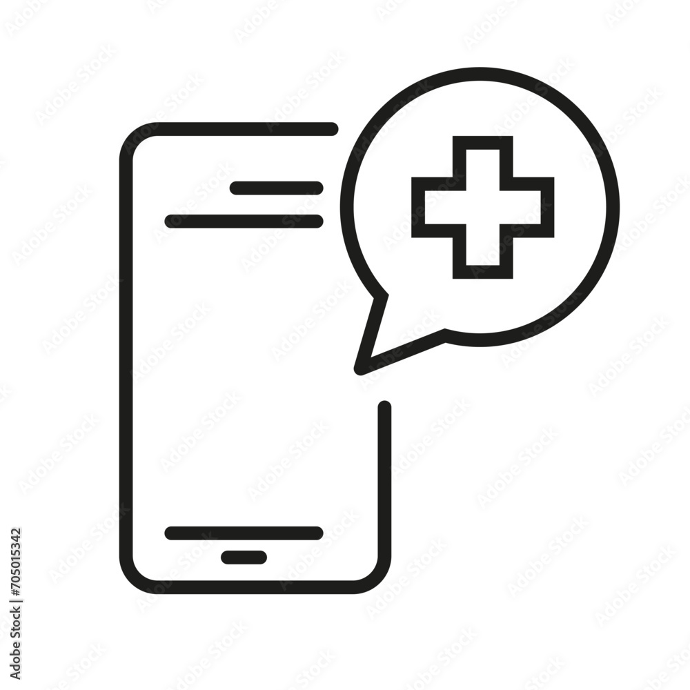 Call doctor icon, online medical help outline vector illustration isolated on white background. Call doctor icon, online medical help outline vector illustration isolated on white background.